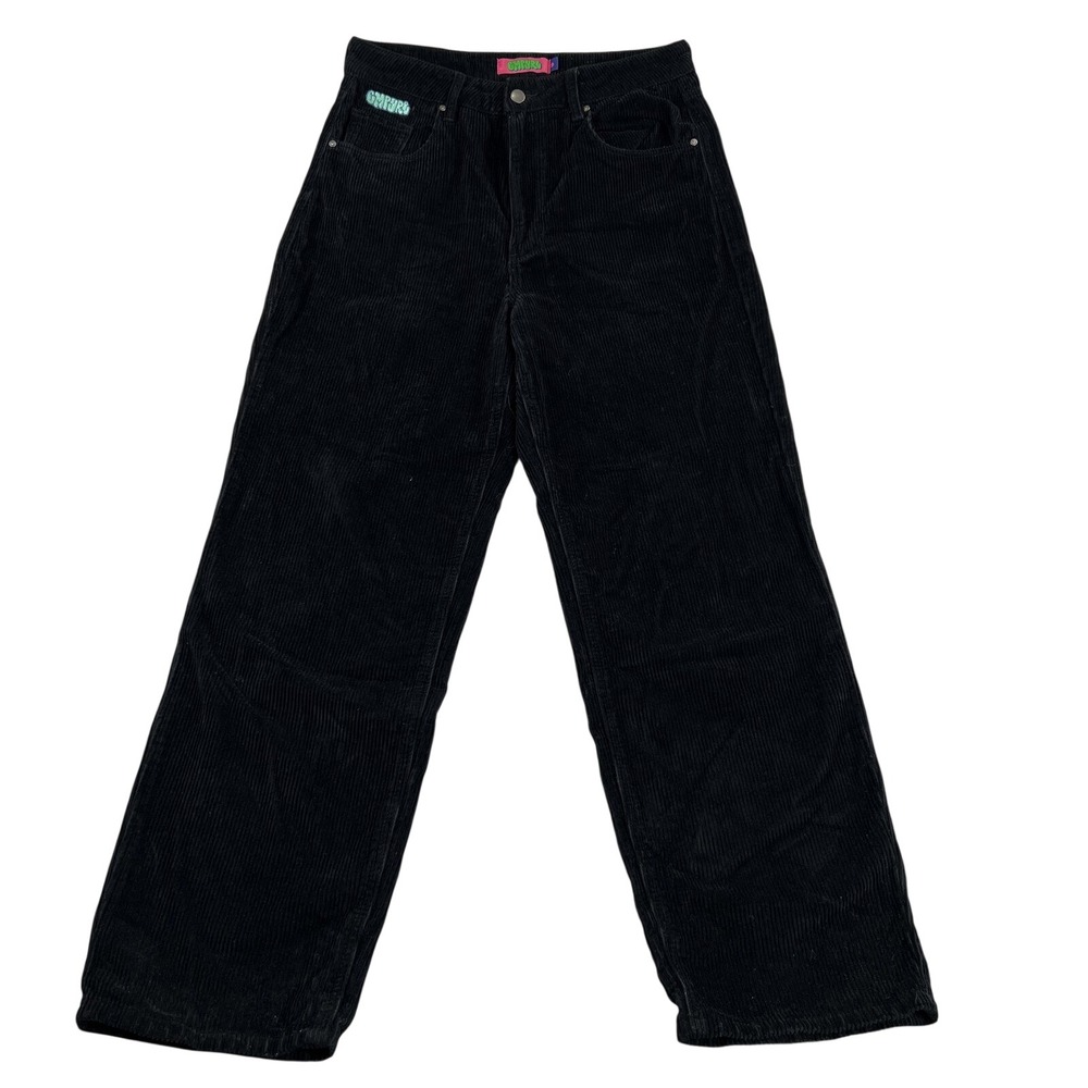 Empyre Corduroy Pants Womens 9 Black Wide Leg Baggy Skate Streetwear Y2K Cord